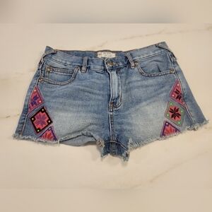 Women's  Free People Denim Booty Short Shorts with Embroidered Accents
